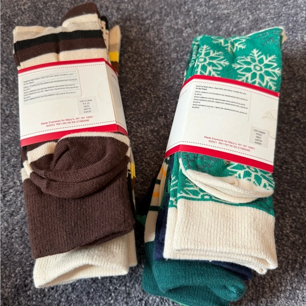 NWT 8 pair Club Room Men's Crew Socks Holiday Christmas Size‎ 8-13